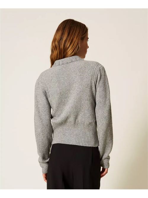 maglia colletto strass TWINSET | 252AP316011811